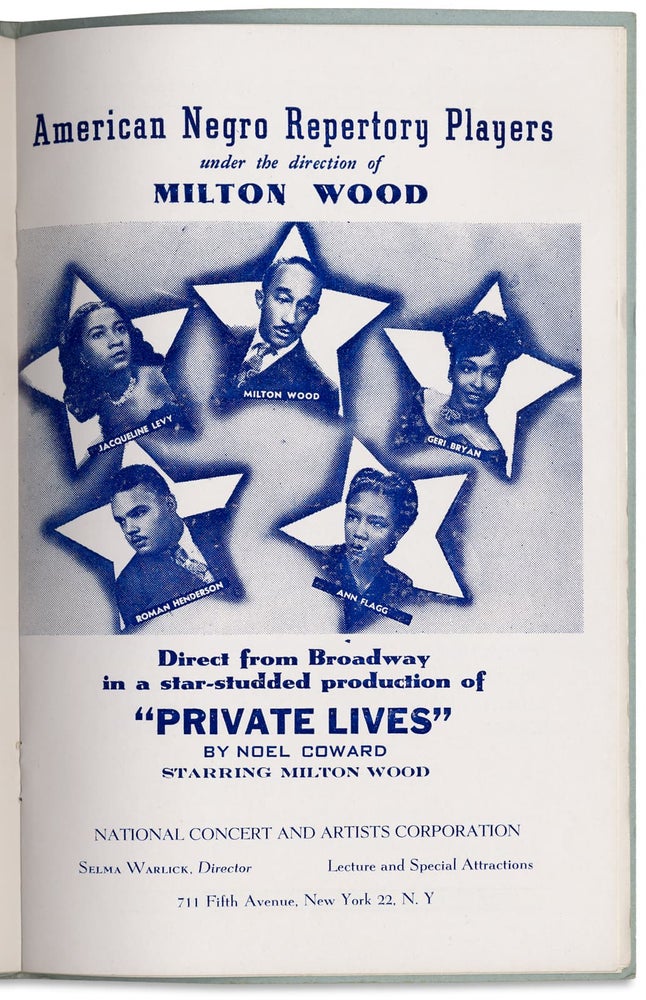 [3728835] Chester Chapter Cheyney State Teachers College Alumni Association Presents The American Negro Repertory Players of New York City in Milton Wood’s Production of “Private Lives” Sophisticated Comedy by Noel Coward… [play program featuring an all-African American cast]. Cheyney State Teachers College Alumni Association, 1899–1973, Noel Coward.