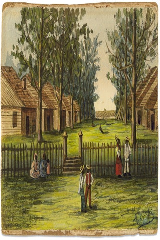 1886 American prison art by an Italian-American circus performer jailed for murder, possibly depicting a Cuban slave plantation.