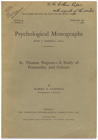 3728968] St. Thomas Negroes — A Study of Personality and Culture. [Psychological Monographs,...