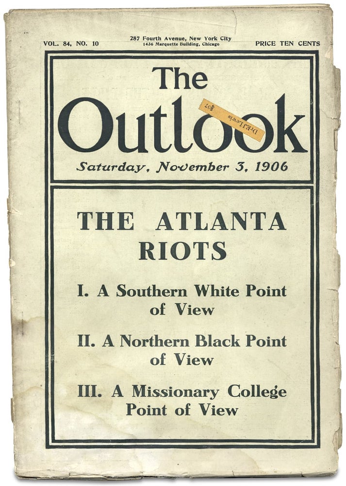 [3728987] The Outlook. [cover story on the Atlanta Race Riot of 1906]. A J. McKelway, Carrie W. Clifford, Edward T. Ware.