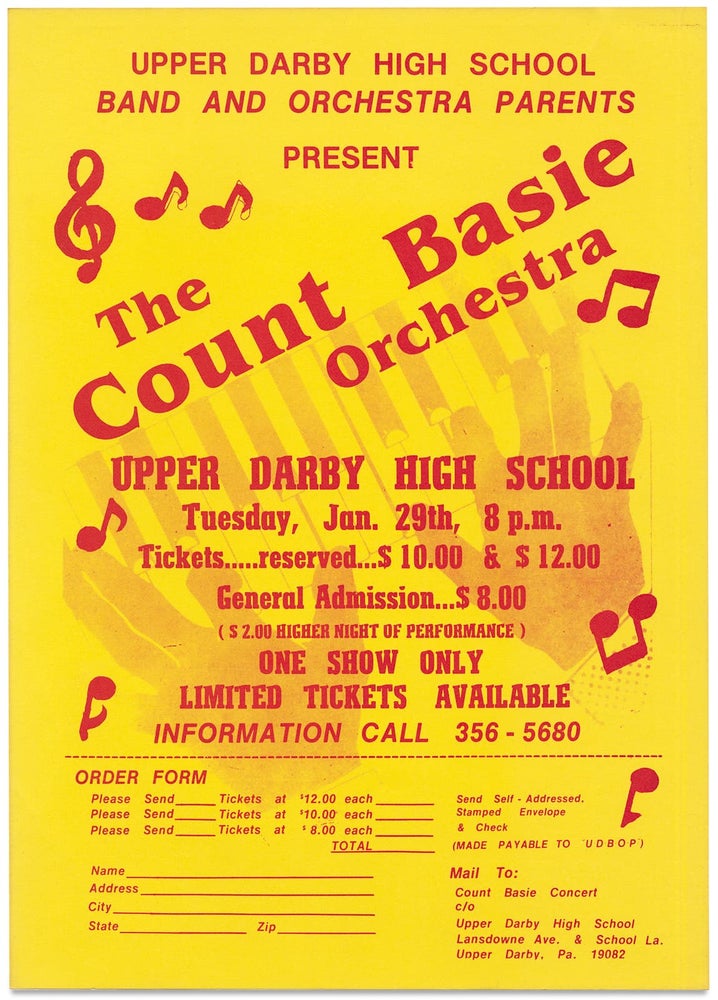 [3729008] [Jazz Poster:] Upper Darby High School ... The Count Basie Orchestra. Count Basie, Upper Darby High School Band, Orchestra Parents.