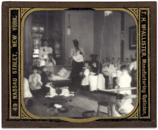 [Glass Lantern Slide Showing African American Women Caretakers in a Day Nursery with White Children].