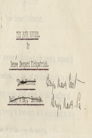 Donald M. & Renée D. Kirkpatrick, Bermuda Artists — Archive of 35 Literary Works in Typed Manuscript, c.1930–45.
