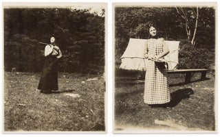 [Five Photographs Showing Women Rifle Shooting and Camping in the Country].