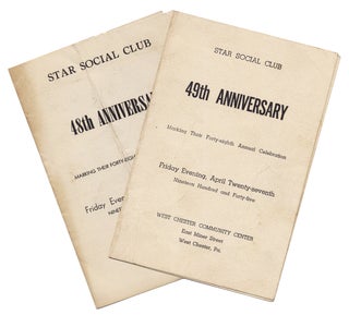 [1944–1945, Two Anniversary Dinner Programs of the African American Star Social Club of West Chester, Pennsylvania, one featuring educator and Harlem Renaissance figure Leslie Pinckney Hill].