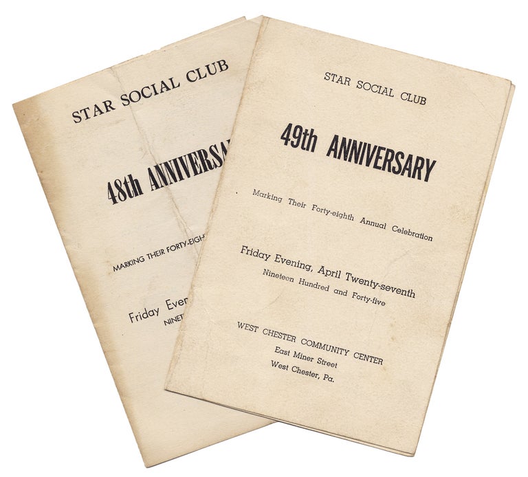 [3729288] [1944–1945, Two Anniversary Dinner Programs of the African American Star Social Club of West Chester, Pennsylvania, one featuring educator and Harlem Renaissance figure Leslie Pinckney Hill]. Star Social Club, 1880–1960, 1872–1946, Walter Livingston Wright Leslie Pinckney Hill.