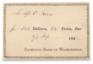 3729423] [Patriotic Bank of Washington, 1832 Partly Printed Loan Coupon]. Patriotic Bank of...