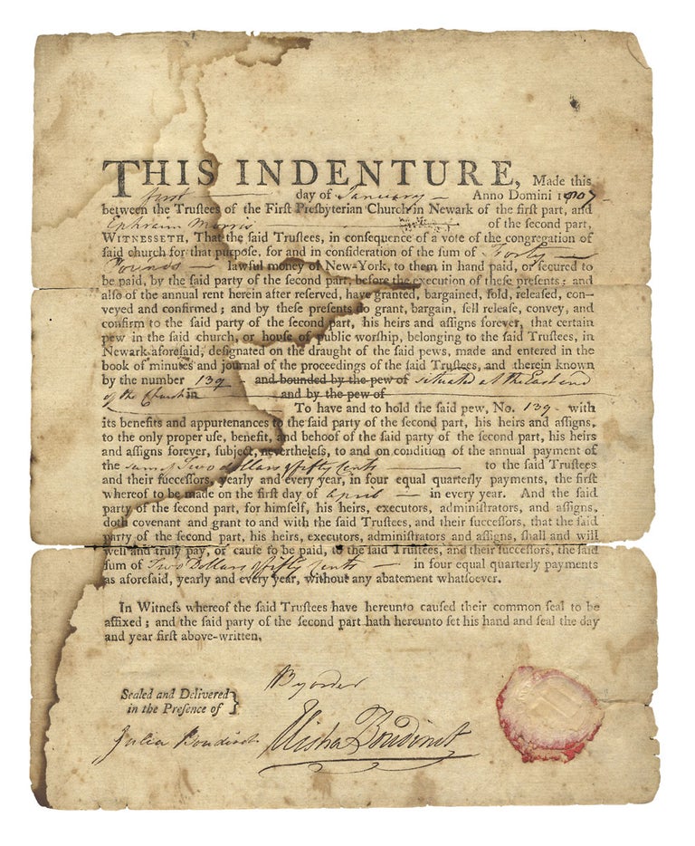 [3729676] [1807 Document Signed by Elisha Boudinot, Revolutionary War Patriot and New Jersey Supreme Court Justice]. Elisha Boudinot, 1749–1819.