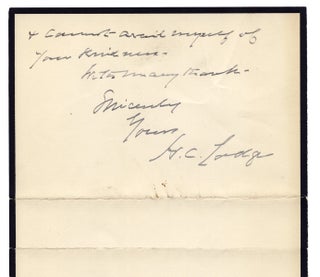 1924 Autograph Letter Signed by Henry Cabot Lodge, Republican senator and Massachusetts Historian.