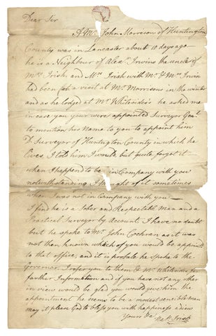 3729724] [C.1809–1813 Autograph Letter Signed by Nathaniel Irish to General Andrew Porter, both...