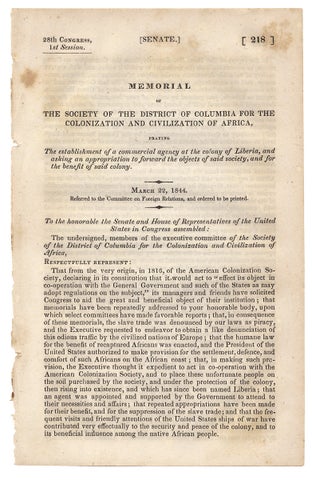 3729747] Memorial of The Society of the District of Columbia for the Colonization and...