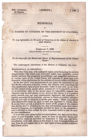 3729748] Memorial of a Number of Citizens of the District of Columbia, adverse To any legislation...