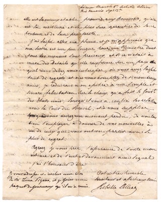 [1829 Autograph Letter Signed by a Papal Diplomat in Peru to American Diplomat William Tudor in Brazil, written days after the Battle of Tarqui and concerning the Liberator Simón Bolívar and the Wars and Unrest in South and Central America].