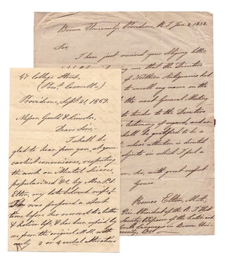 3729867] [1838 and 1869, Two Autograph Letters Signed by Romeo Elton, Brown University Professor...