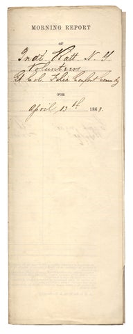 [1863 Morning Report for Felix Confort of Confort’s Independent Battalion of New York Volunteer Infantry while Stationed in Beaufort, South Carolina].