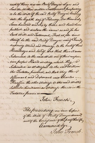 1766 Manuscript Will of Rulef Deryea, i.e., Roelof Duryea, i.e., Rulof Duryee of Oyster Bay, Queens County, Long Island, New York.