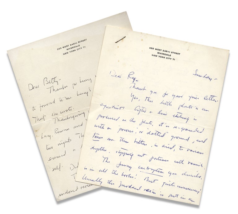 [3729982] Two Autograph Letters Signed by Isabel Bishop, American Painter and Graphic Artist. “Isabel”, 1902–1988, Isabel Bishop.
