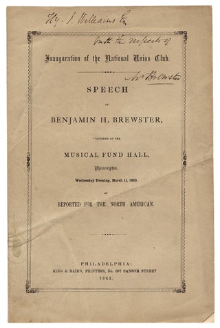 3730067] Speech of Benjamin H. Brewster, Delivered at the Musical Fund Hall, Philadelphia....