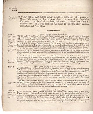 [North Carolina Laws: Likely Separately-Issued Appendix for:] The Public Acts of the General Assembly of North-Carolina [published in 1804, in two volumes].