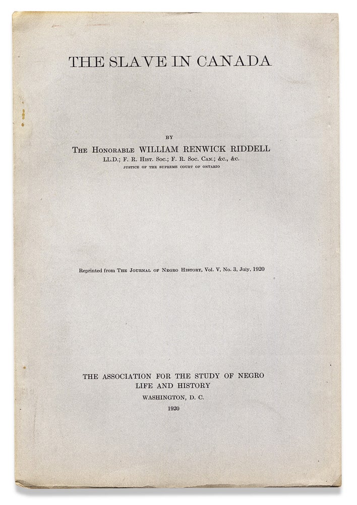[3730243] The Slave in Canada. William Renwick Riddell, 1852–1945.