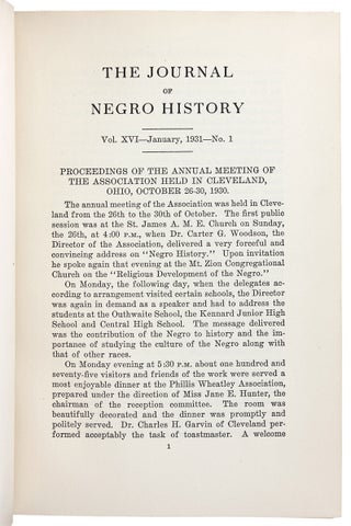 The Journal of Negro History, Volume XVI, 1931 [complete; from the library of Black historian Charles H. Wesley].