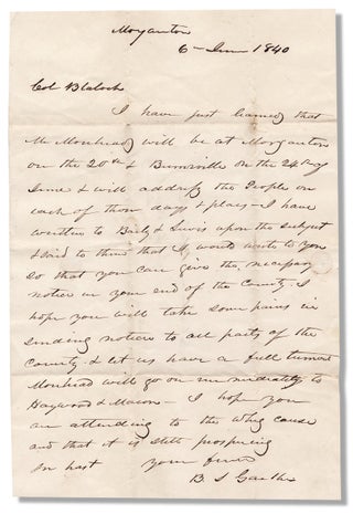 3730356] 1840 Autograph Letter Signed by Burgess Sidney Gaither, North Carolina Whig politician...
