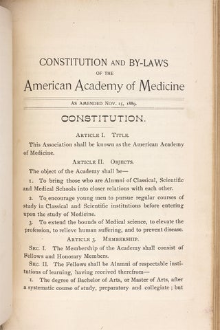 1876 to 1891 American Academy of Medicine sammelband, 60 items.