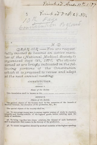 1876 to 1891 American Academy of Medicine sammelband, 60 items.