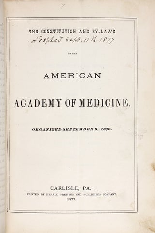 1876 to 1891 American Academy of Medicine sammelband, 60 items.