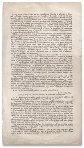 Ohio Colonization Society. Letter from the Secretary of the Ohio Colonization Society. [Liberia, Africa Colonization Schemes]
