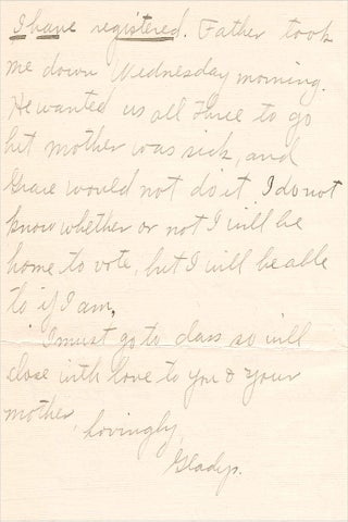 1899 to 1912 collection of letters by Gladys M. Manweiler studying at the College of the Pacific, San Jose, California with earlier correspondence to Rev. Dr. Hugh K. Hamilton, San Francisco Methodist minister.