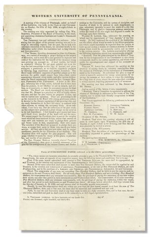 3730411] [1835 Subscription Circular for the Western University of Pennsylvania, now the...