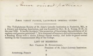 Address Delivered Before the Tullipheboian Society of St. John’s Literary Institution, in Frederick City, MD., at the Annual Commencement, July 18, 1849.