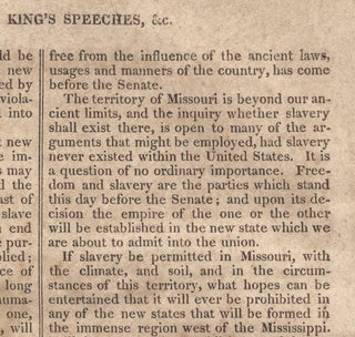 The Substance of Two Speeches, Delivered in the Senate of the United States, on the Subject of the Missouri Bill.