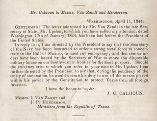 [Texas:] Message From The President of the United States, Communicating Certain Information in Reply to a Resolution of the Senate of the 22d May 1844.