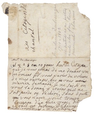 [Autograph Note Signed by Anne-Marie du Boccage, 18th-Century French Writer, Poet, Playwright, and Saloniste].