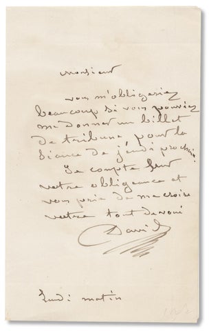 3730572] Autograph Note Signed by David d’Angers, French sculptor and member of Académie des...