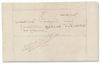 [Autograph Note Signed by David d’Angers, French Sculptor and Member of Académie des Beaux-Arts].