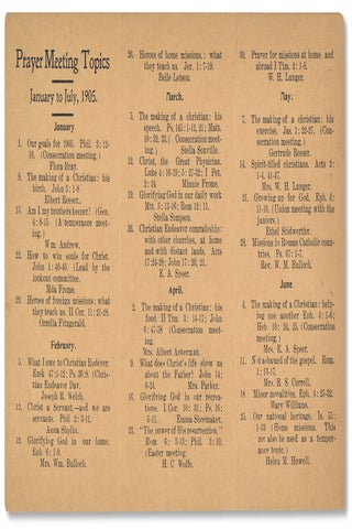 1886–1907, Collection of 30 Young People’s Society of Christian Endeavor (Y.P.S.C.E.) Brochures from the First Presbyterian Church, Pen Argyl, Pennsylvania.