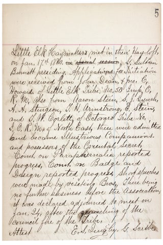 1879–1887 manuscript minutes of the Little Elk Haymakers’ Association No. 1 of Cecil County, Maryland.