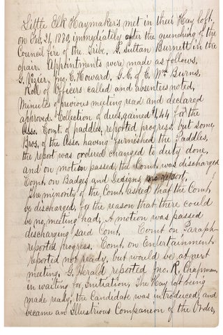 1879–1887 manuscript minutes of the Little Elk Haymakers’ Association No. 1 of Cecil County, Maryland.