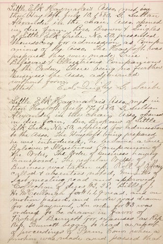 1879–1887 manuscript minutes of the Little Elk Haymakers’ Association No. 1 of Cecil County, Maryland.