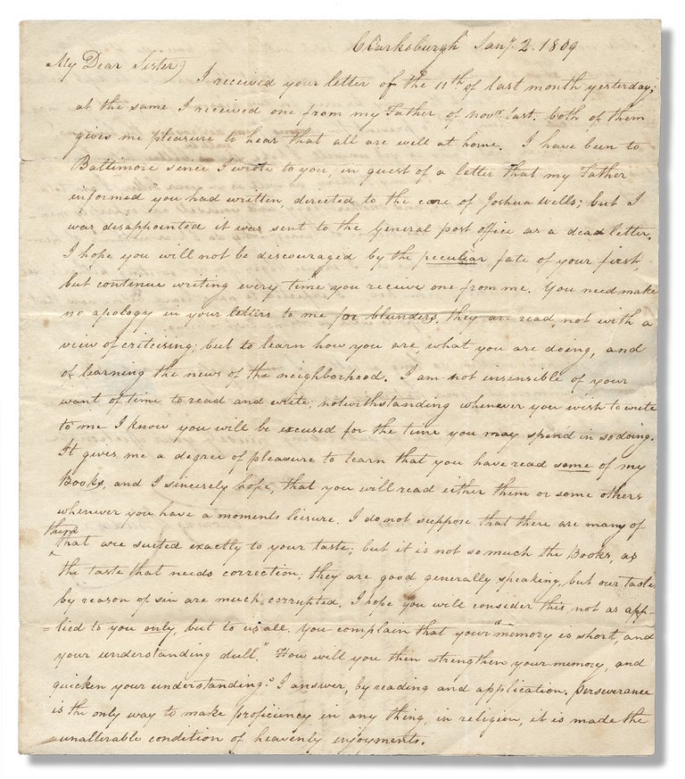 [3730701] [1809 Autograph Letter Signed from Thomas L. Budd of Clarksburgh, Maryland writing to Ann Budd, near New Mills, New Jersey]. Thomas L. Budd.