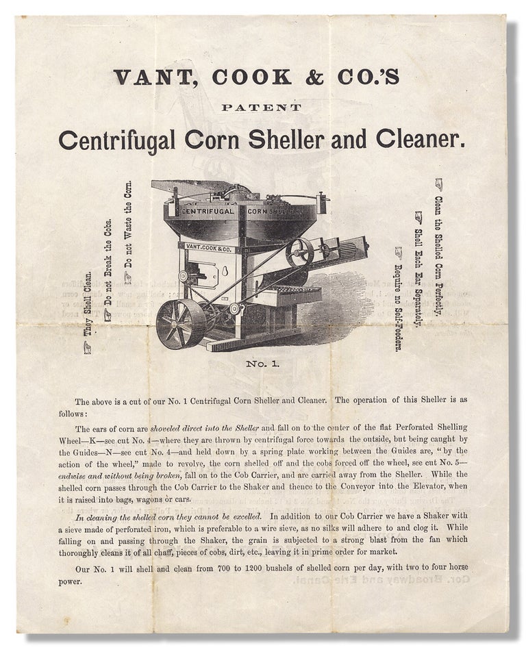 [3730767] Vant, Cook & Co.‘s Patent Centrifugal Corn Sheller and Cleaner [caption title]. Cook Vant, Company.