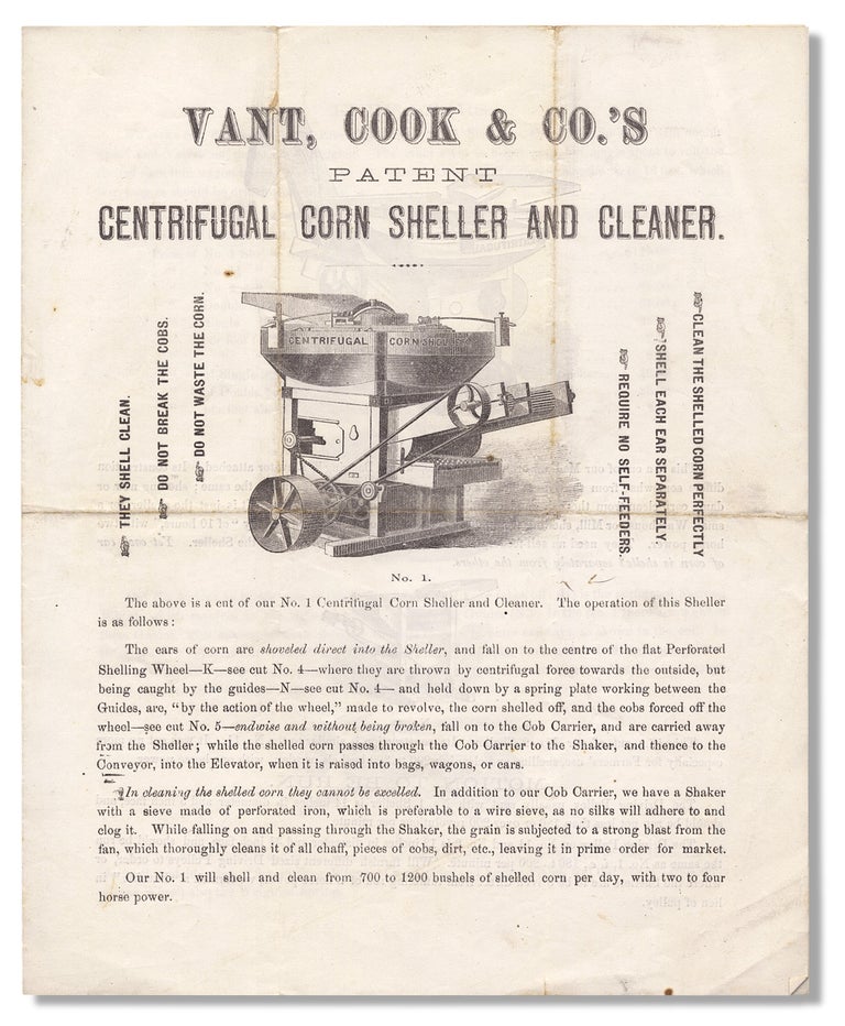 [3730768] Vant, Cook & Co.’s Patent Centrifugal Corn Sheller and Cleaner [caption title]. Cook Vant, Company.