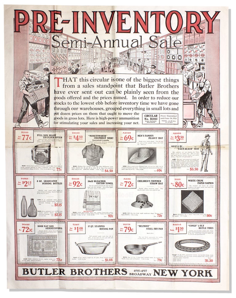Pre-Inventory Semi-Annual Sale…Butler Brothers…New York. caption title of oversized circular