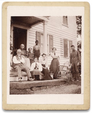 3730865] Ca. 1890s vernacular photograph of a white family on a porch with an African American...