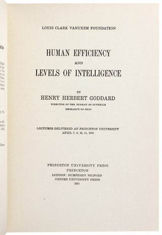 Human Efficiency and Levels of Intelligence.