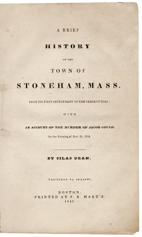 3731201] [Murder:] A Brief History of the Town of Stoneham, Mass. From Its First Settlement to...