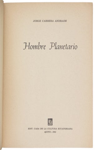 Hombre Planetario. Poesia. [Association Copy]